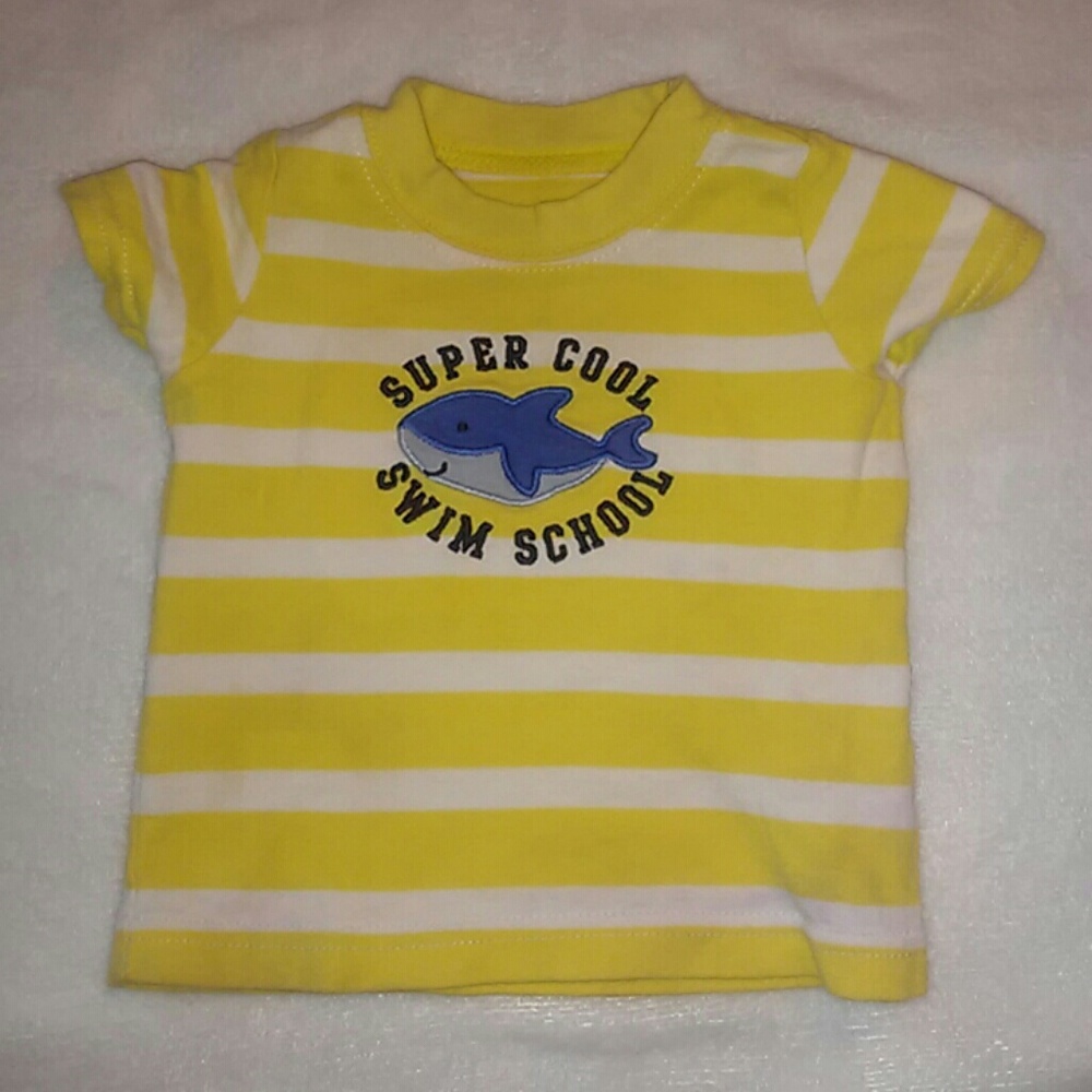Carters Yellow and White shark shirt